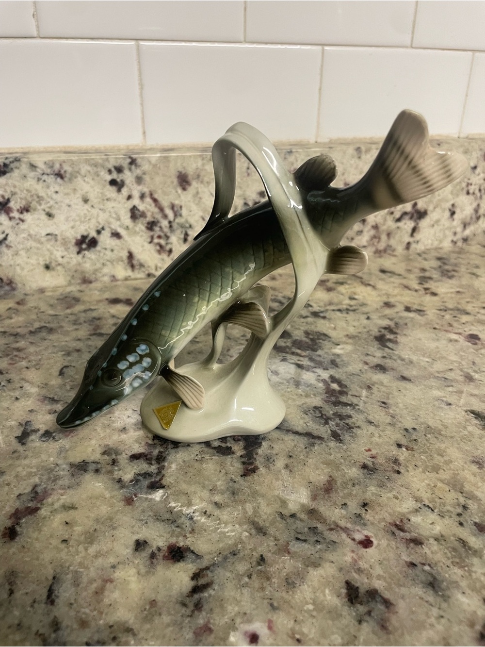 vintage Royal Dux Bohemia porcelain figurine pickerel or pike fish collect dad